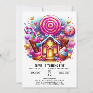 Lollipop Whimsy Candyland Digital Birthday Invitation