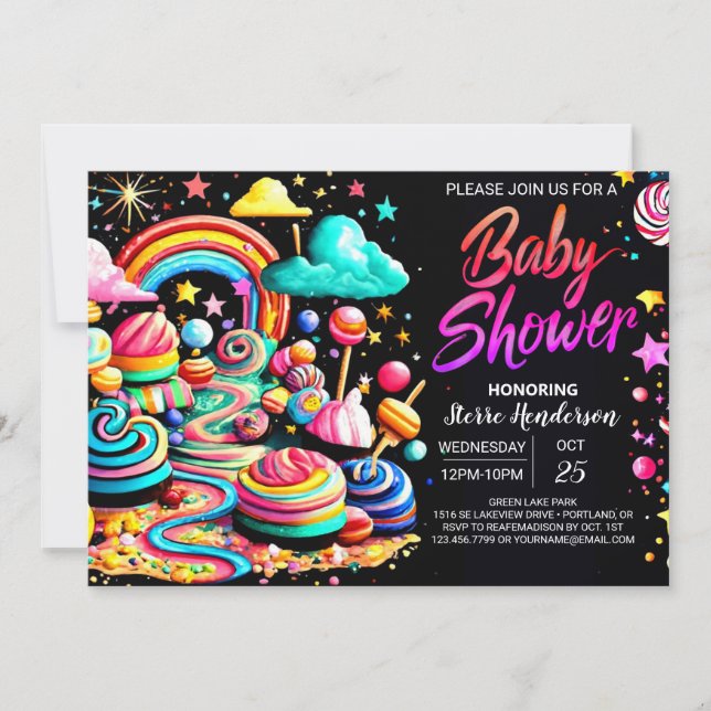 Lollipop Wonderland Bliss Baby Shower Invitation (Front)