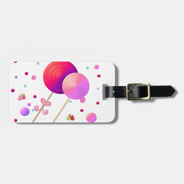 Lollipops and Candy Dots Luggage Tag (Front Horizontal)