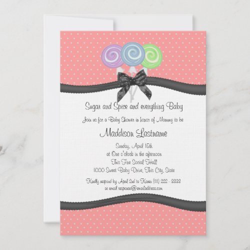 Lollipops and Polka Dots Baby Shower Invitation