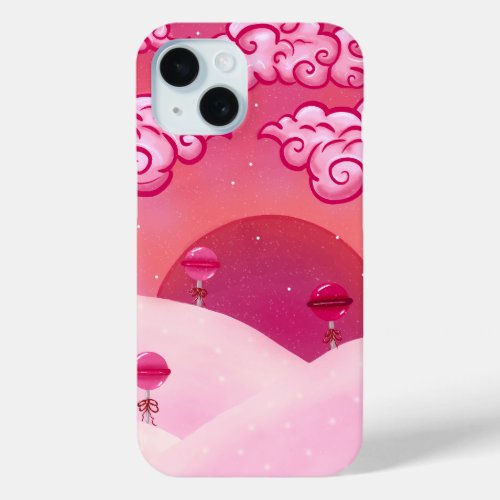 Lollipops and pretty clouds iPhone 15 case