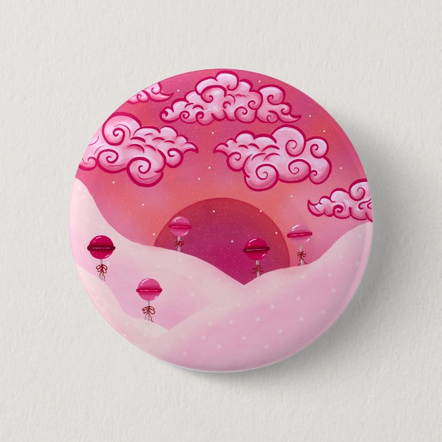 Lollipops and pretty clouds illustration button (Front)