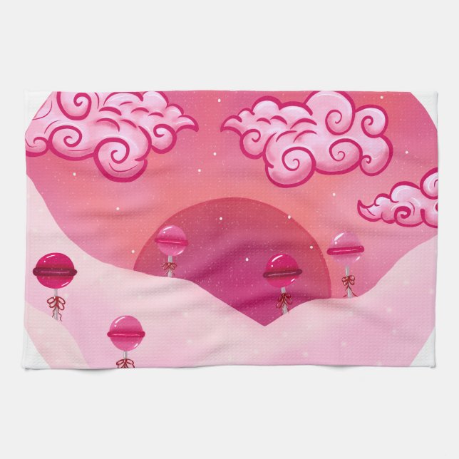 Lollipops and pretty clouds kitchen towel (Horizontal)