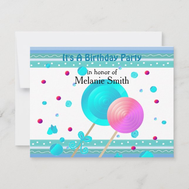 Lollipops and Sweets Birthday Invitation (Front)