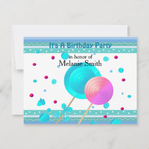 Lollipops and Sweets Birthday Invitation
