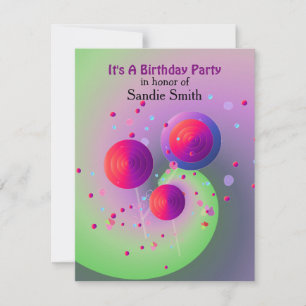 Lollipops and Sweets Birthday Invitation