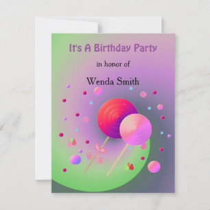 Lollipops and Sweets Birthday Invitation