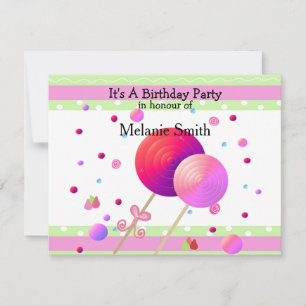 Lollipops and Sweets Birthday Invitation