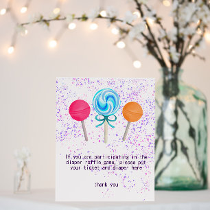 Lollipops Candy Baby Shower Diaper Rafffle Sign