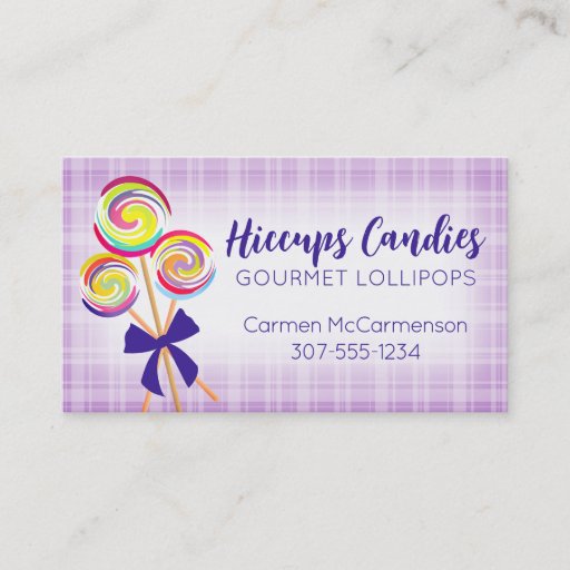 Customizable lollipops candy maker baking business card pink