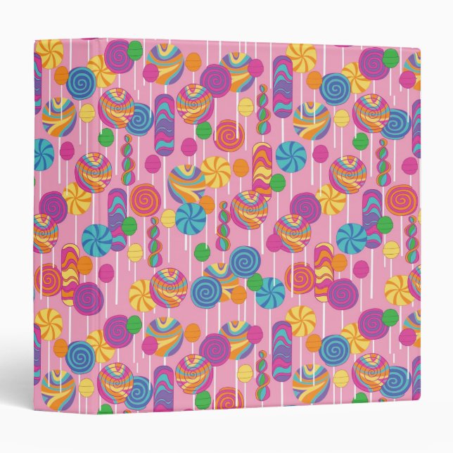 Lollipops Candy Pattern 3 Ring Binder (Front/Spine)