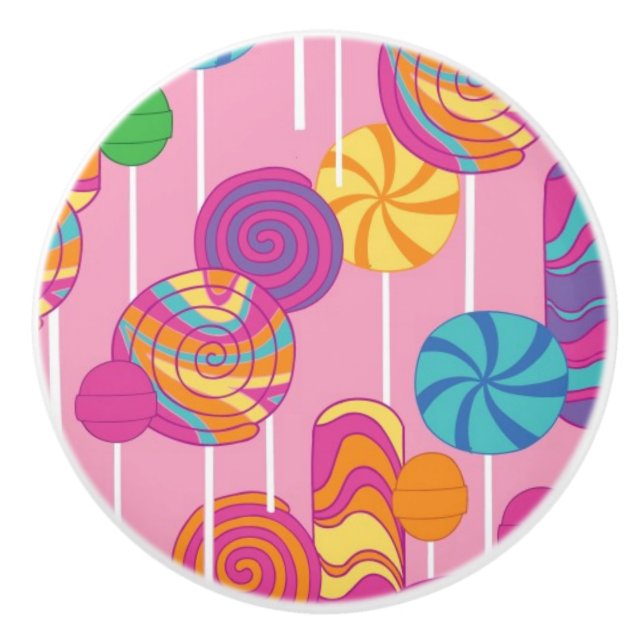 Lollipops Candy Pattern Ceramic Knob (Front)