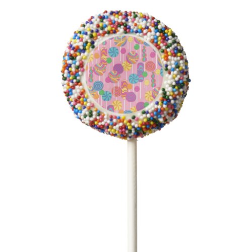 Lollipops Candy Pattern Chocolate Dipped Oreo Pop