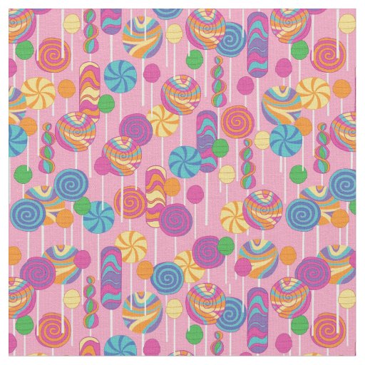 Lollipops Candy Pattern Fabric | Zazzle