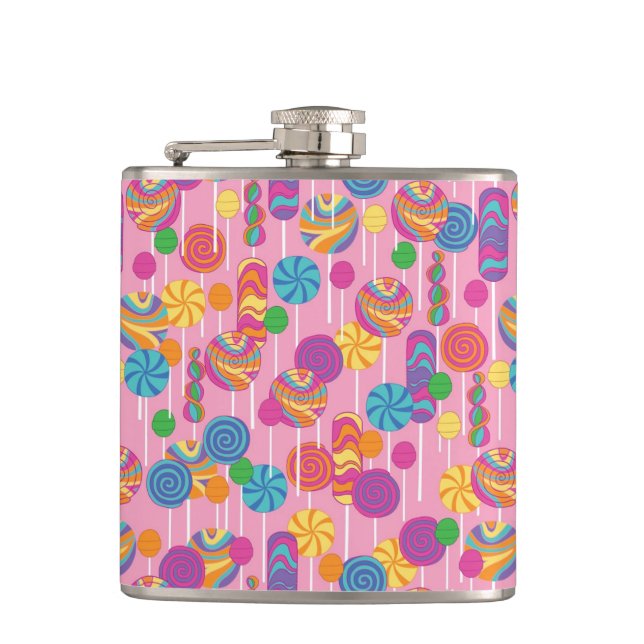Lollipops Candy Pattern Flask (Front)