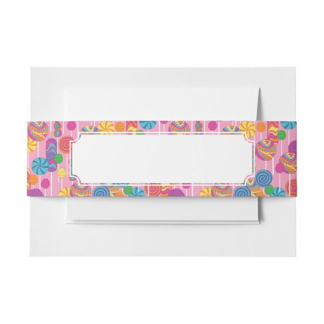 Lollipops Candy Pattern Invitation Belly Band (Front Example)