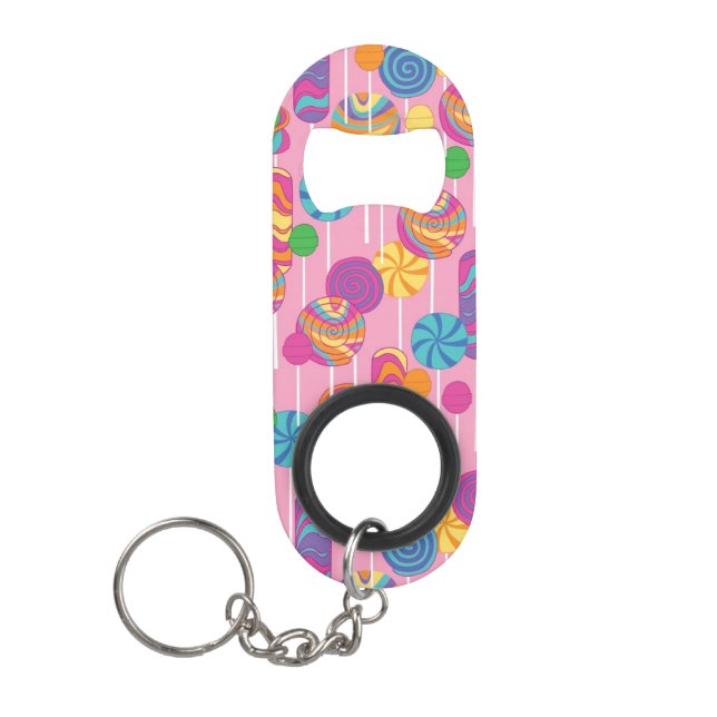 Lollipops Candy Pattern Keychain Bottle Opener (Front)