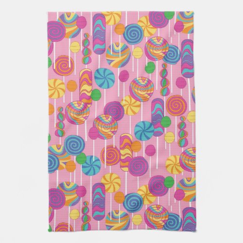 Lollipops Candy Pattern Kitchen Towel