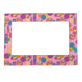 Lollipops Candy Pattern Magnetic Frame by foodie at Zazzle