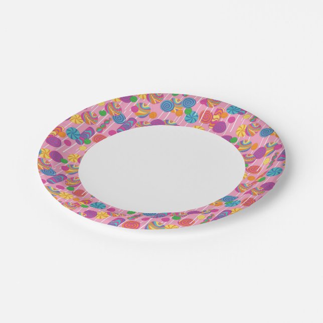 Lollipops Candy Pattern Paper Plates (Angled)