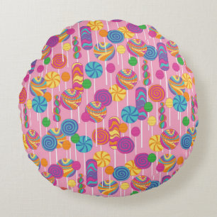 Lollipops Candy Pattern Round Pillow