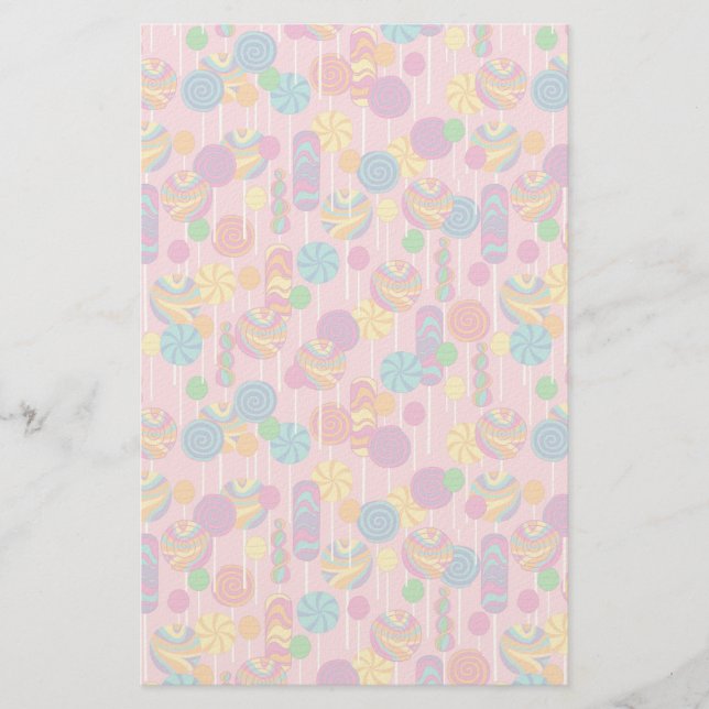 Lollipops Candy Pattern Stationery (Front)