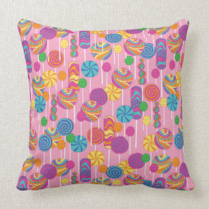 Lollipops Candy Pattern Throw Pillow