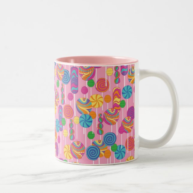 Lollipops Candy Pattern Two-Tone Coffee Mug (Right)