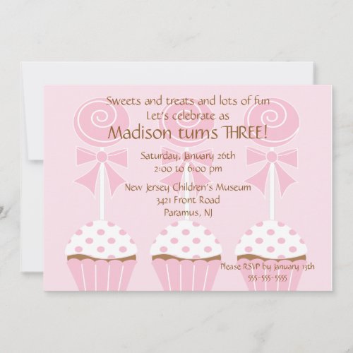Lollipops &amp; Cupcakes  Birthday Invitation