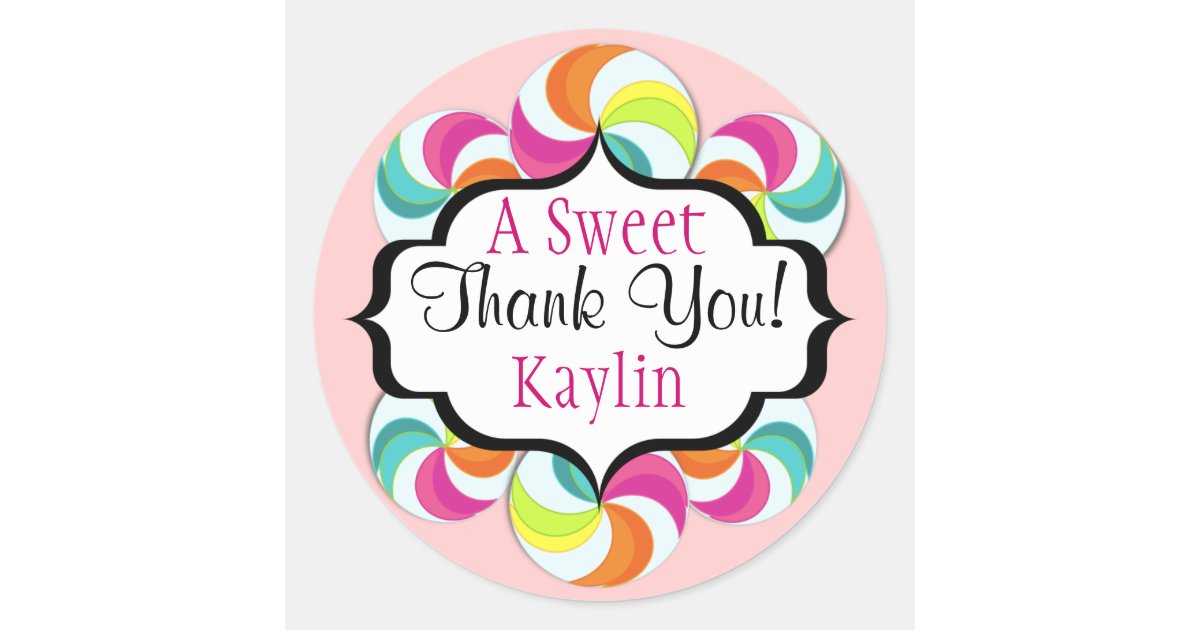 Lollipops Sweet Thank You Stickers | Zazzle