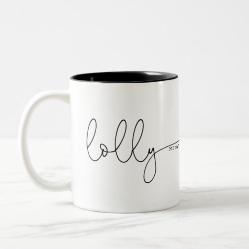 Lolly Established  Grandma Gift Two_Tone Coffee Mug