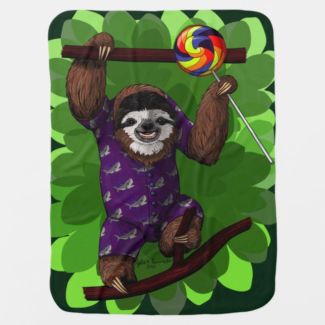Lolly Sloth Swaddle Blanket (Front)