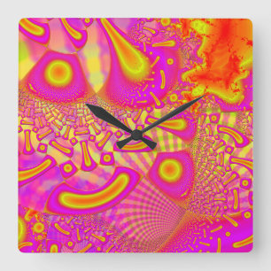 LollyPoP 3D Fused Glass Fractal Square Wall Clock