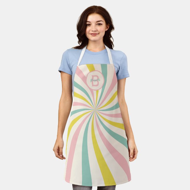 'Lollypop Vibes', retro monogram Apron (Worn)