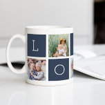 Lolo | Grandfather 5 Photo Collage Coffee Mug<br><div class="desc">Create a sweet keepsake for a beloved grandpa this Father's Day or Grandparents Day with this simple design that features five of your favorite square or Instagram photos, arranged in a collage layout with alternating squares in dark slate blue, spelling out "Lolo" with a custom message in the last square...</div>