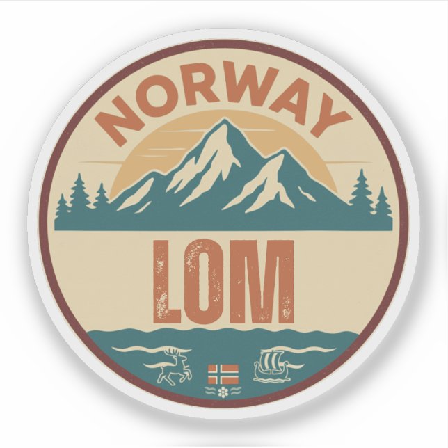 Lom, Norge Norway Sticker (Front)