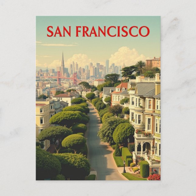 Lombard Street, San Francisco | Vintage Retro Postcard (Front)