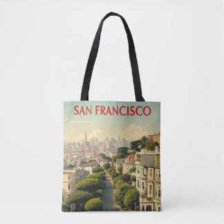 Lombard Street, San Francisco | Vintage Retro Tote Bag