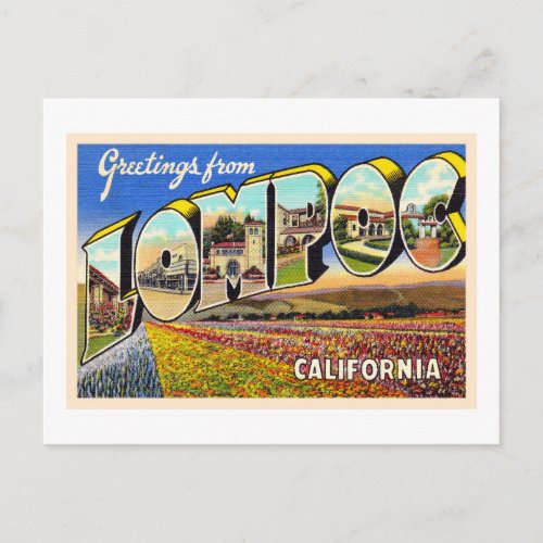 Lompoc California CA Vintage Large Letter Postcard