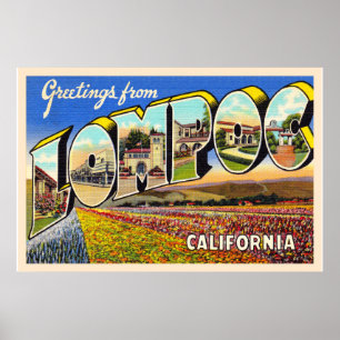 Lompoc California CA Vintage Large Letter Postcard Poster