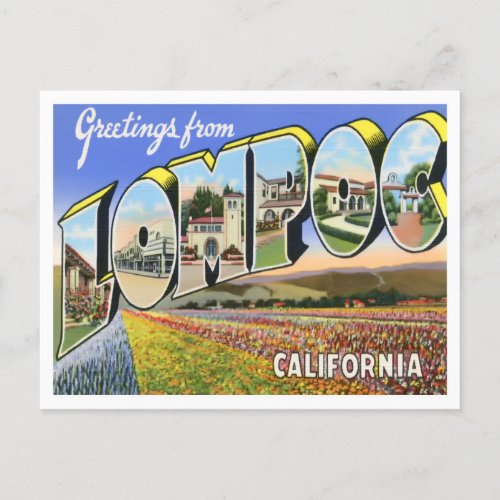 Lompoc California Vintage Big Letters Postcard