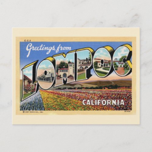 Lompoc California Vintage Greeting Postcard