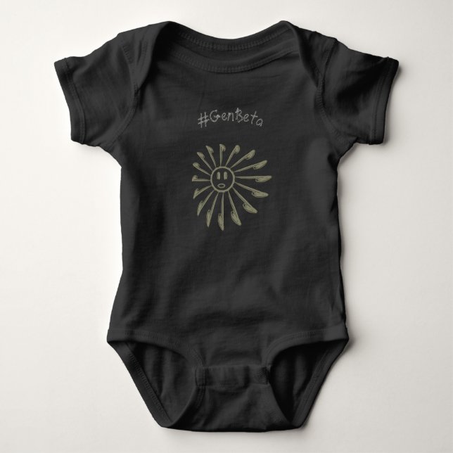 LOn Fun Script Sepia Sunshine Generation Beta Baby Bodysuit (Front)