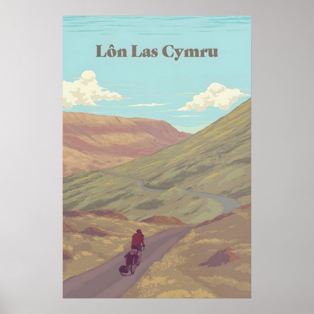 Lon Las Cymru Cycling Travel Poster (Front)