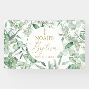 Lona Baptism Eucalyptus leaves greenery Banner