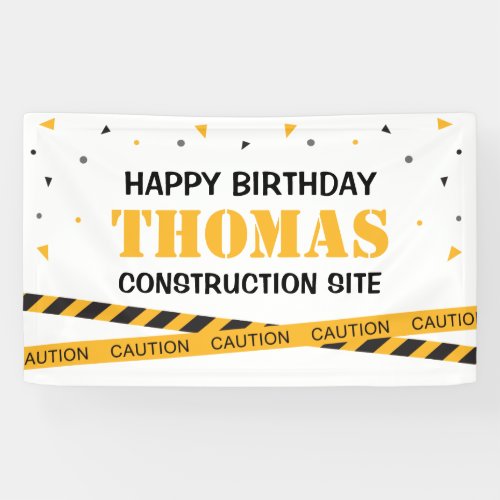 Lona Caution Construction Site Birthday backdrop Banner