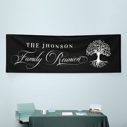 Lona Family Reunion tree backdrop black Banner