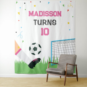 Lona Soccer girl Sport Birthday backdrop banner