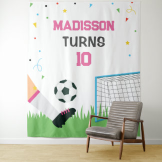 Lona Soccer girl Sport Birthday backdrop banner