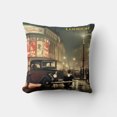 London 1920s throw pillow